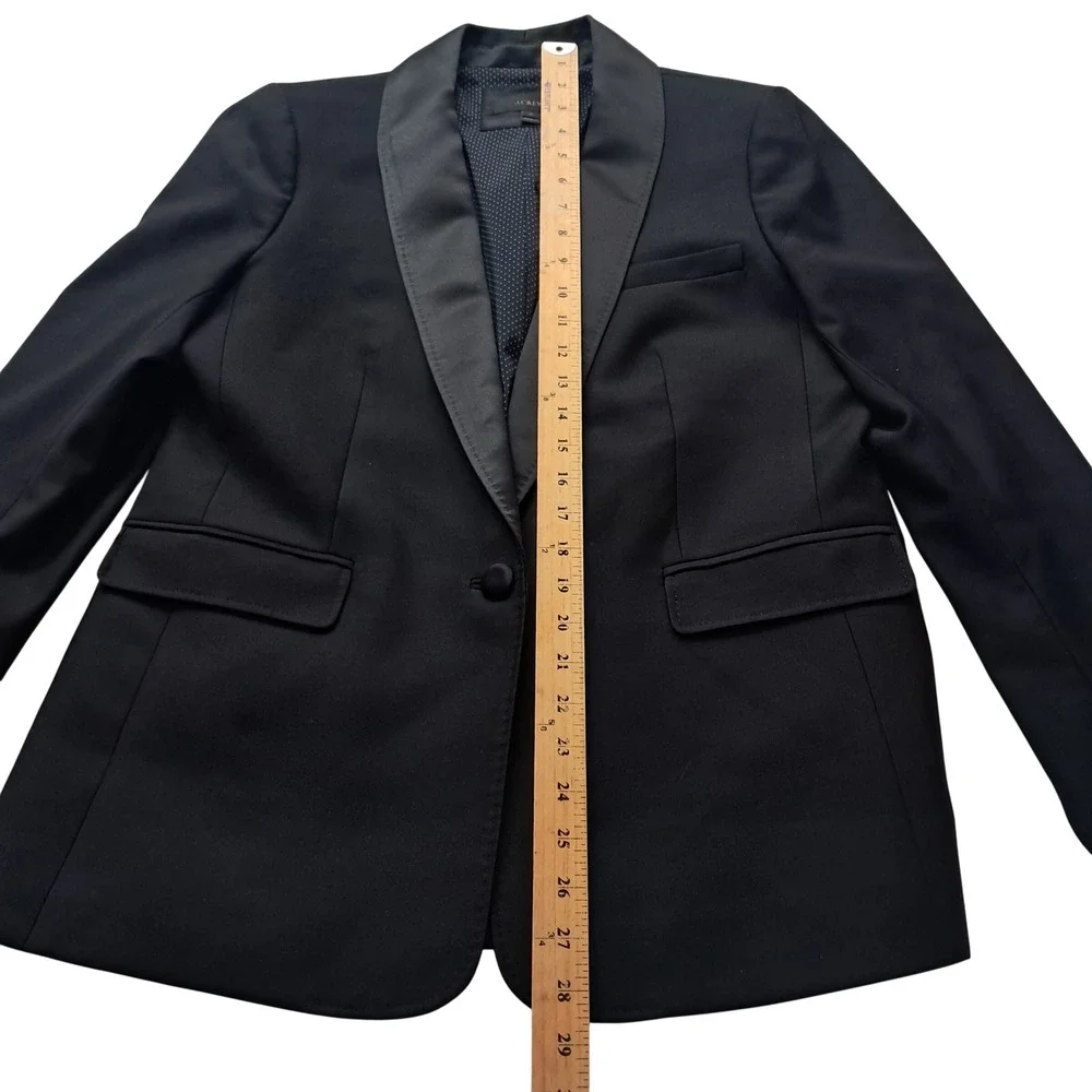 J. Crew Tuxedo Blazer Womens 12 Black Shawl Collar Wool Blend Formal Classic